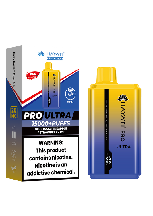 Hayati Pro Ultra 15000 Puffs Disposable Vape-Blue Razz Pineapple / Strawberry Ice Vape Shop Belper, Derby, Ripley