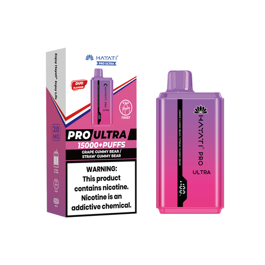 Hayati Pro Ultra 15000 Puffs Disposable Vape - Grape Gummy Bear / Straw Gummy Bear Vape Shop Belper, Derby, Ripley