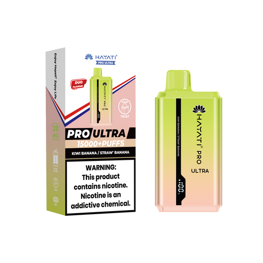 Hayati Pro Ultra 15000 Puffs Disposable Vape-Kiwi Banana / Straw Banana Vape Shop Belper, Derby, Ripley