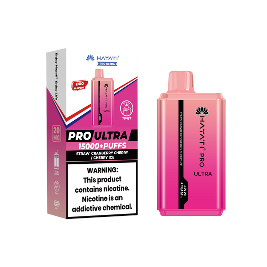 Hayati Pro Ultra 15000 Puffs Disposable Vape-Strawberry Cranberry Cherry / Cherry Ice Vape Shop Belper, Derby, Ripley